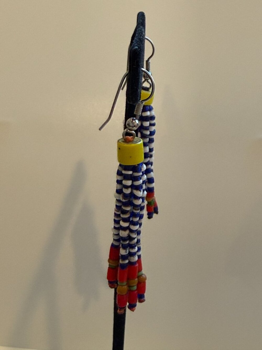Handmade Seed Bead Tassel Fringe Earrings Multicolor Boho Western - Picture 3 of 6